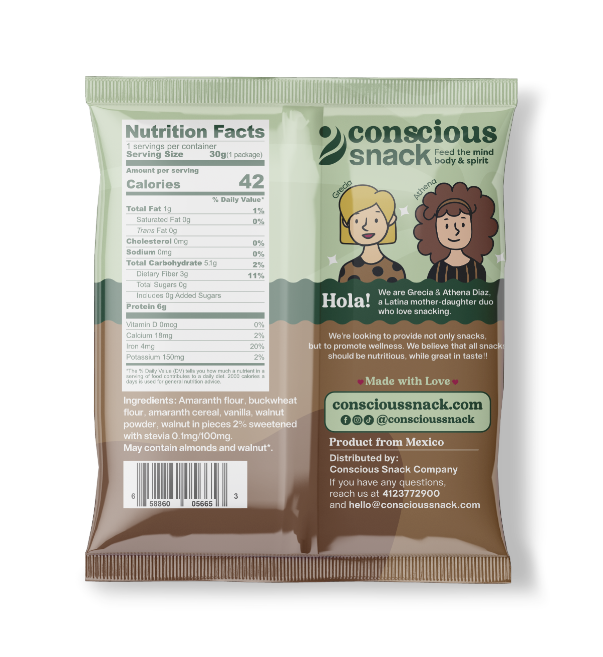 Conscious Snack Amaranth Wafers Obleas Pecan 1.05oz