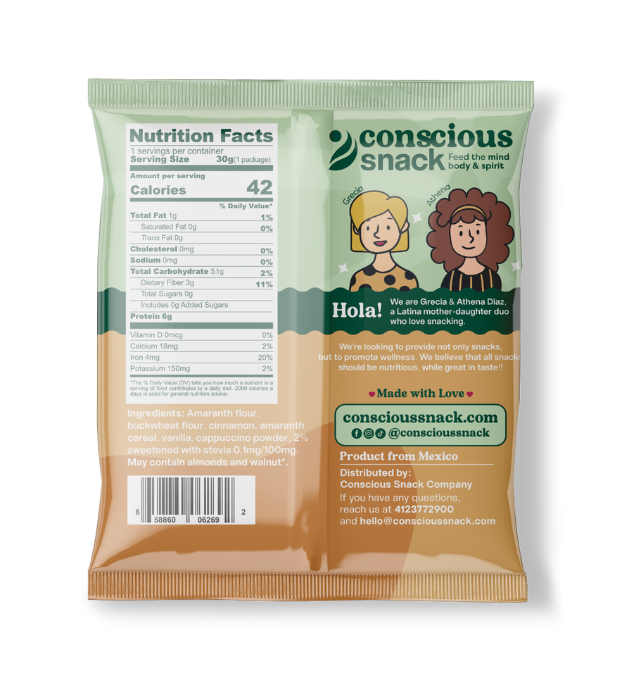 Conscious Snack Amaranth Wafers Obleas Cappuccino 1.05oz