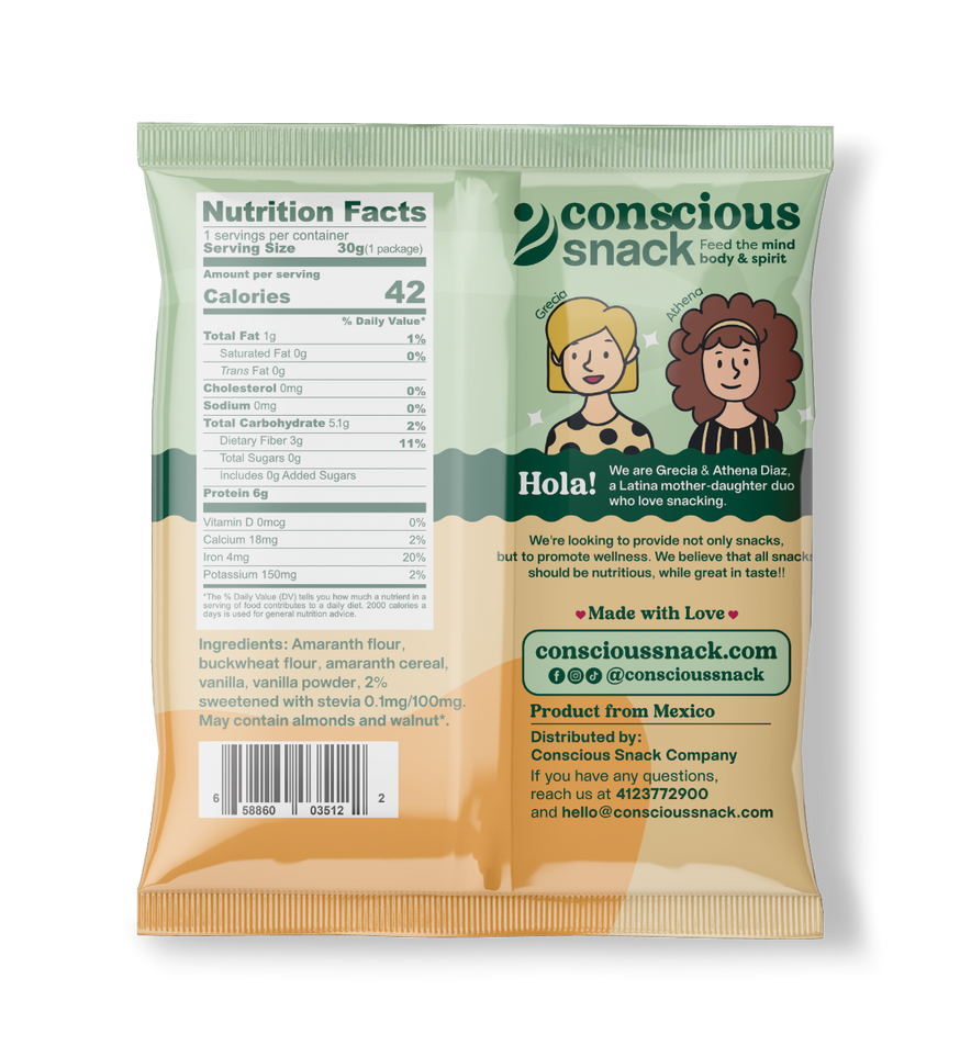 Conscious Snack Amaranth Wafers Obleas Vanilla 1.05oz
