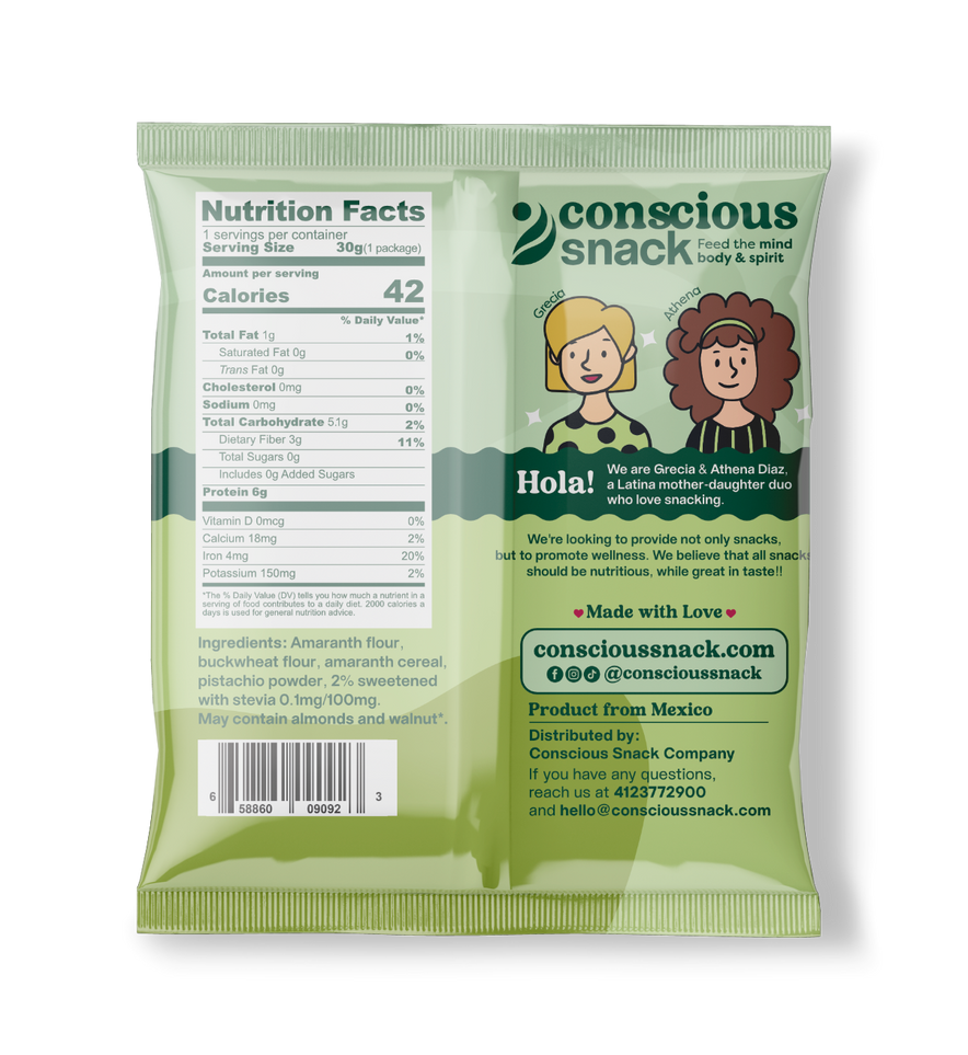 Conscious Snack Amaranth Wafers Obleas Pistachio 1.05oz
