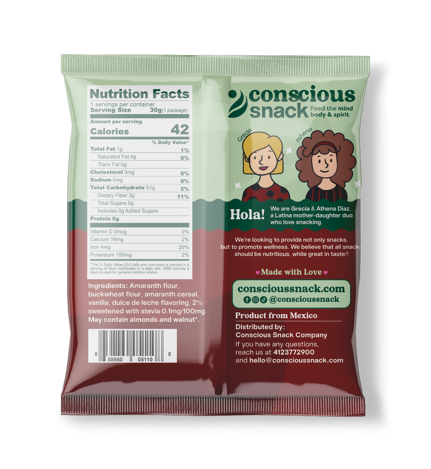 Conscious Snack Amaranth Wafers Obleas Dulce de Leche 1.05oz