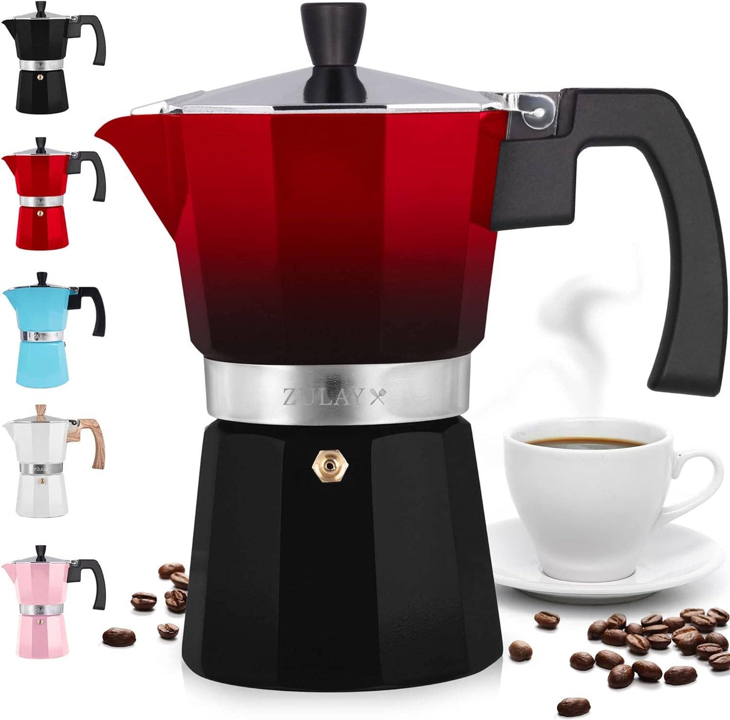 Stovetop Espresso Cup Moka Pot - 5 Cup: 5.5 cup - White