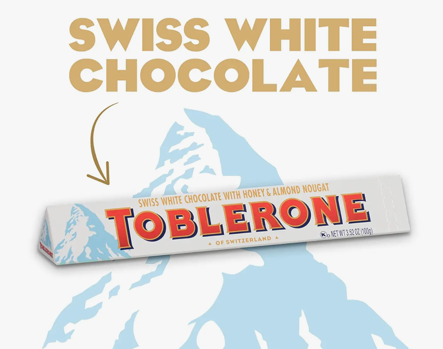 Toblerone Swiss White Chocolate Bars 100g European Import