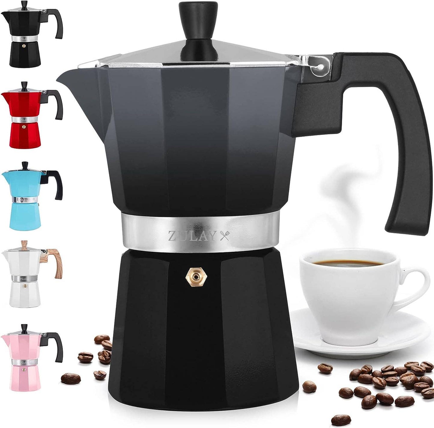 Stovetop Espresso Cup Moka Pot - 5 Cup: 5.5 cup - White