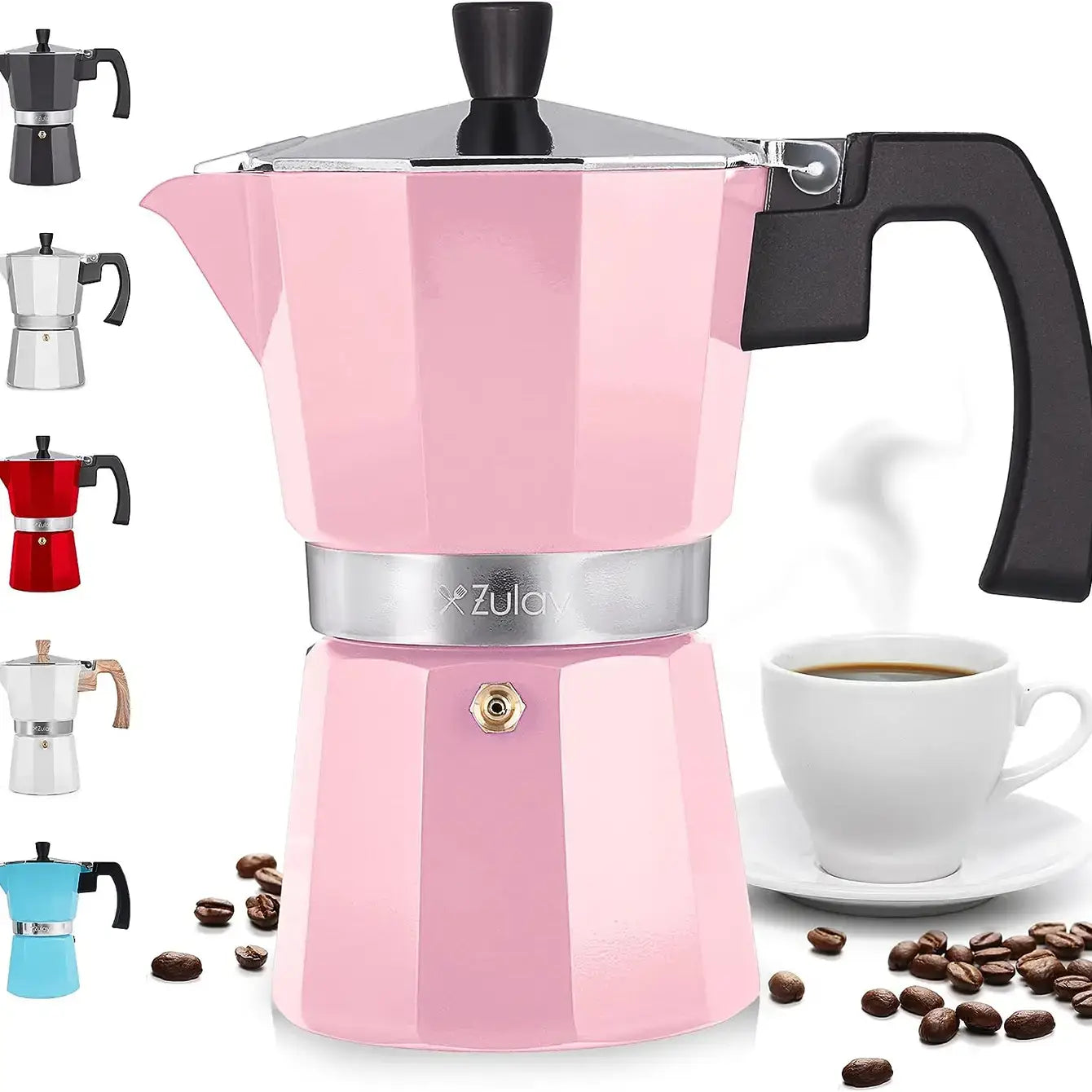 Stovetop Espresso Cup Moka Pot - 5 Cup: 5.5 cup - White