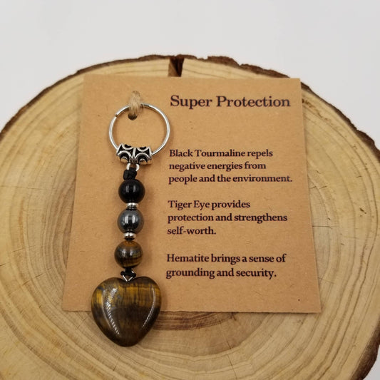 Valentine Natural Stone Heart Keychain: Purple