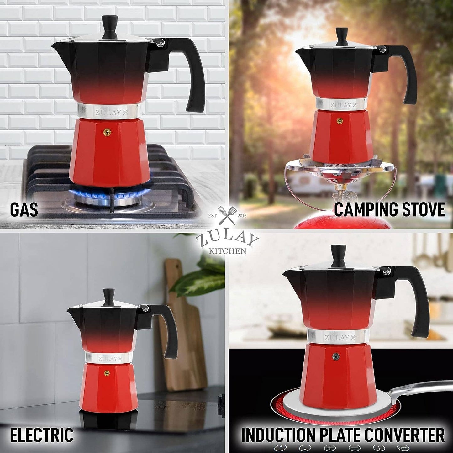 Stovetop Espresso Cup Moka Pot - 5 Cup: 5.5 cup - White