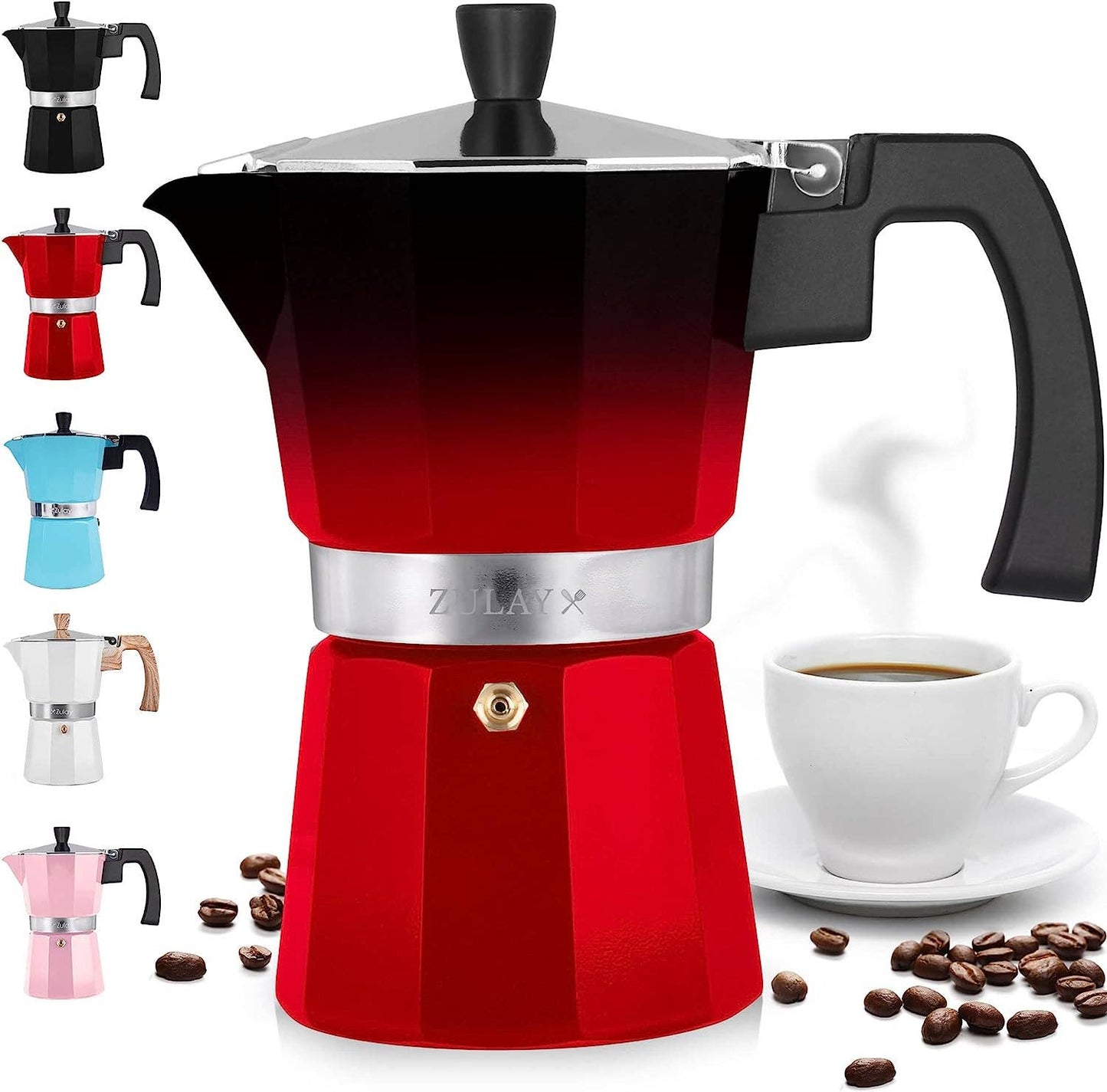 Stovetop Espresso Cup Moka Pot - 5 Cup: 5.5 cup - White