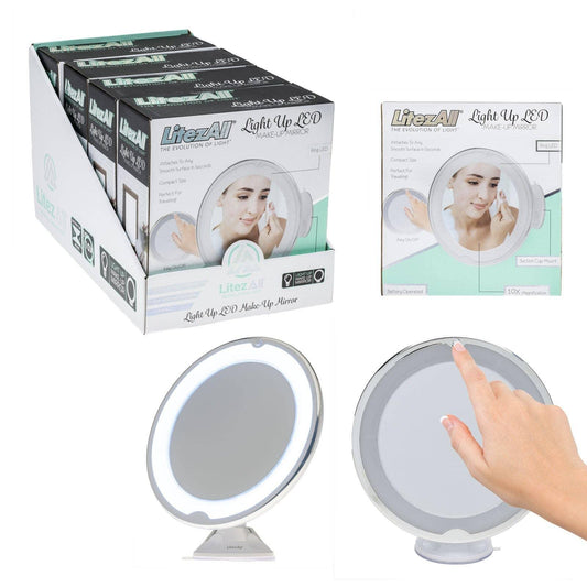 LitezAll Battery Powered Makeup Mirror with Suction Cup