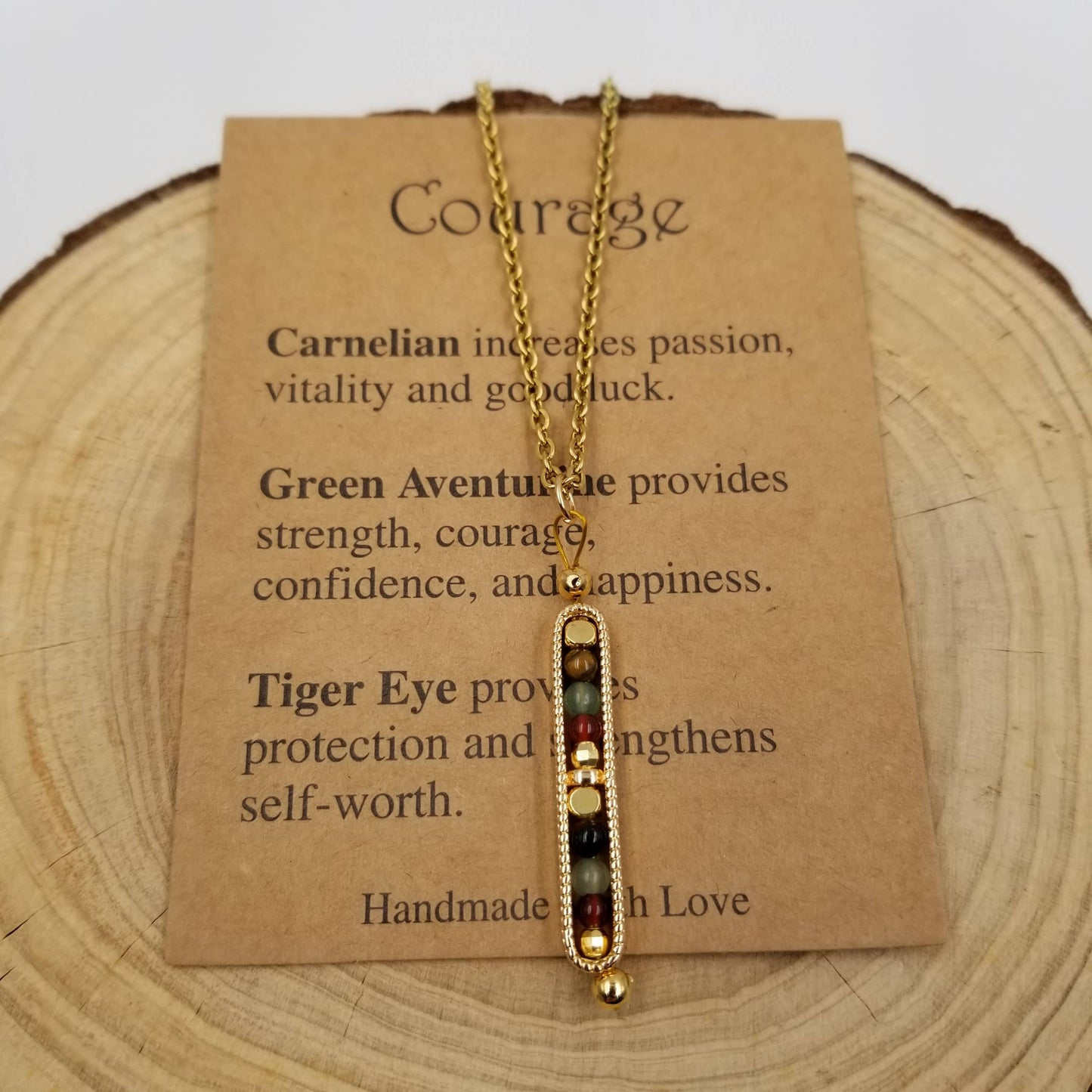 Natural Stone Wishing Bead Gift Necklace with Card: Good luck