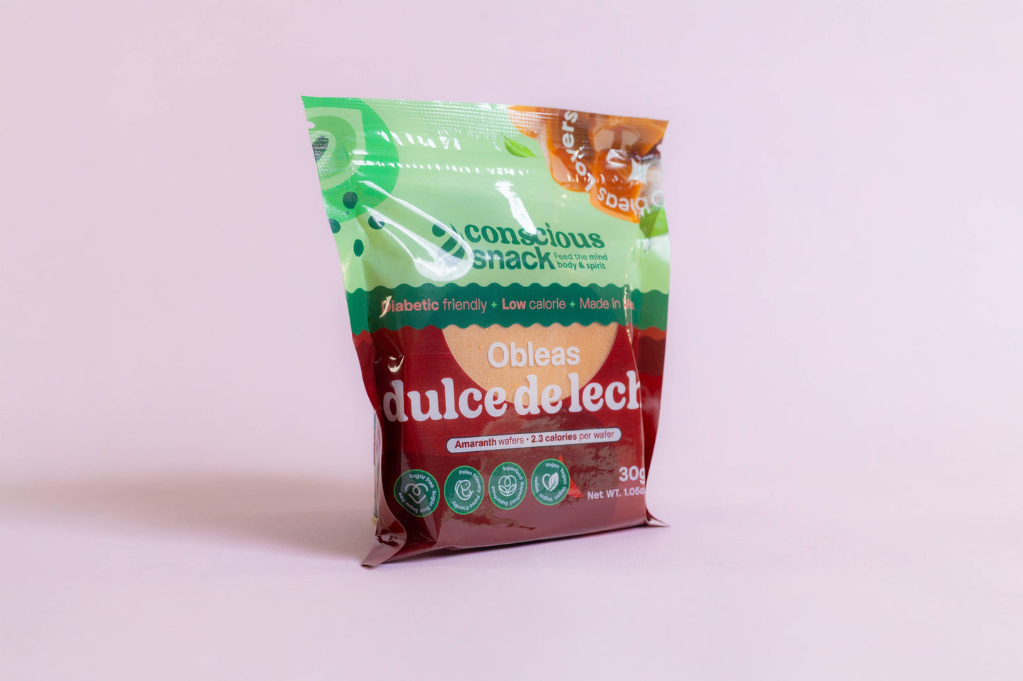 Conscious Snack Amaranth Wafers Obleas Dulce de Leche 1.05oz