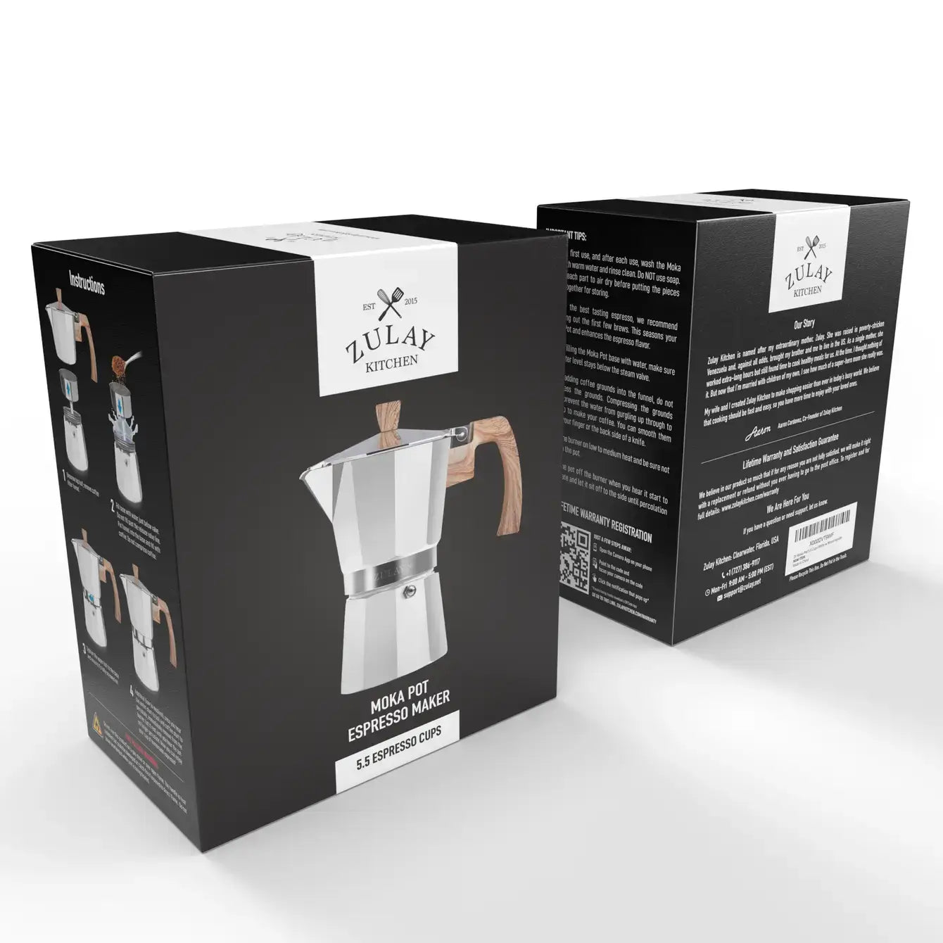 Stovetop Espresso Cup Moka Pot - 5 Cup: 5.5 cup - White