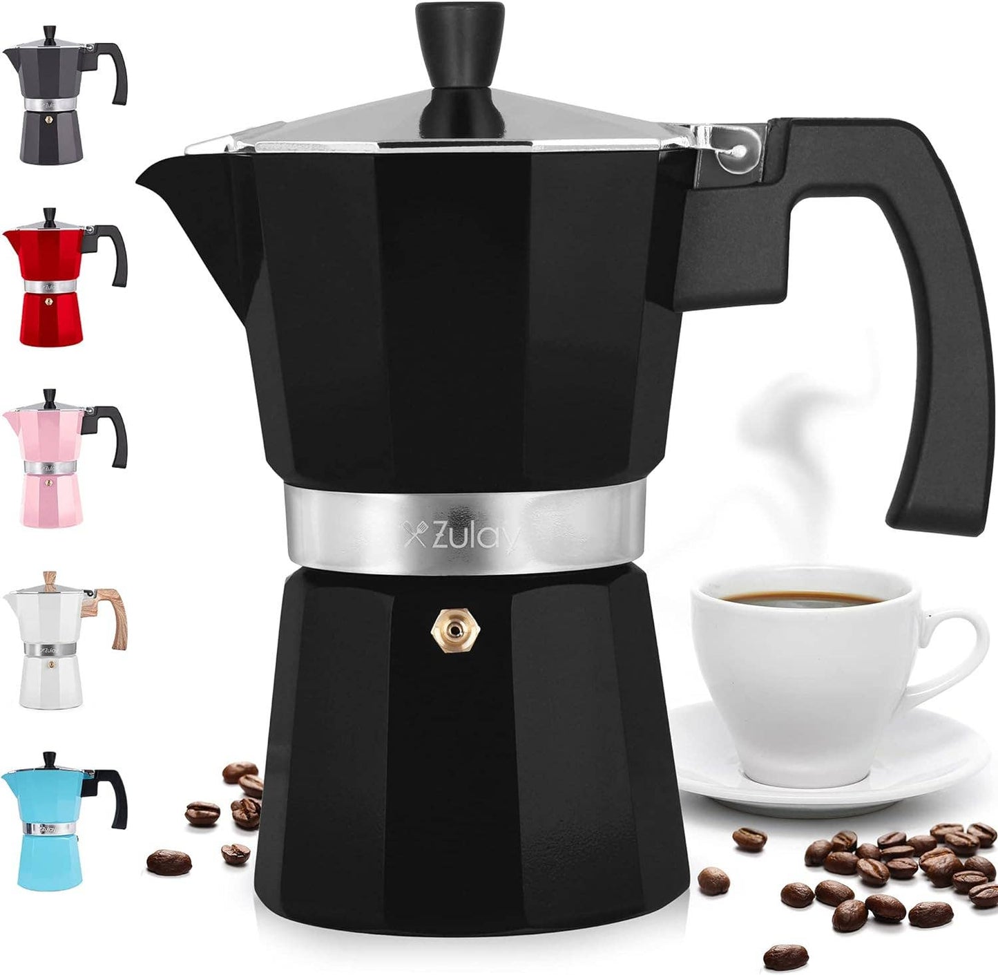 Stovetop Espresso Cup Moka Pot - 5 Cup: 5.5 cup - White