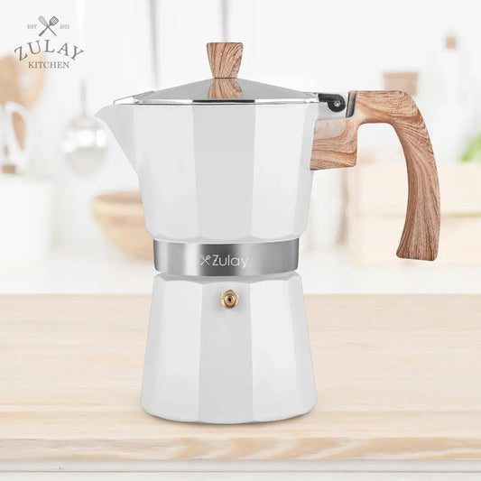 Stovetop Espresso Cup Moka Pot - 5 Cup: 5.5 cup - White