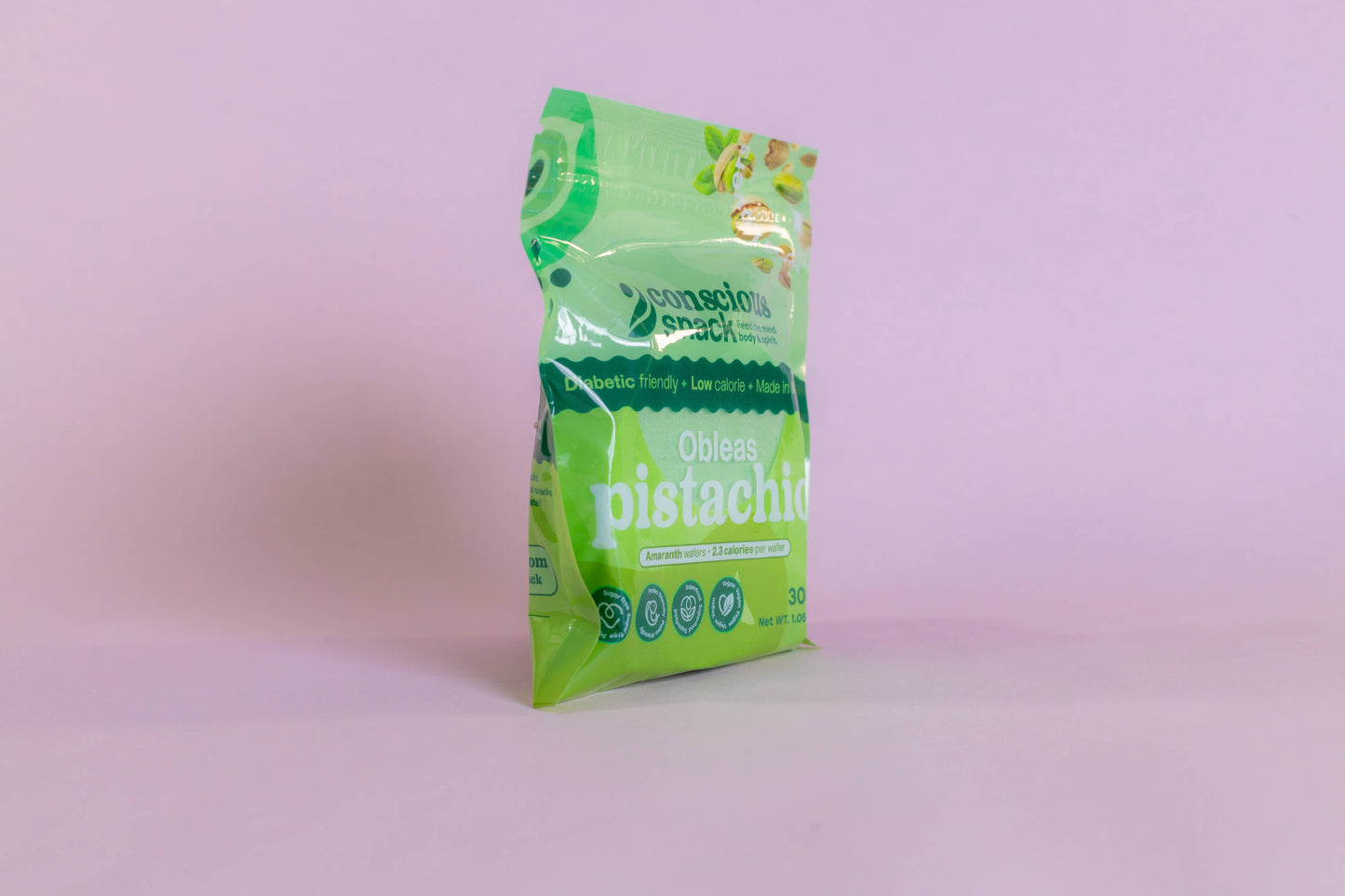 Conscious Snack Amaranth Wafers Obleas Pistachio 1.05oz