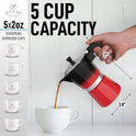 Stovetop Espresso Cup Moka Pot - 5 Cup: 5.5 cup - White