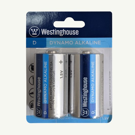 Westinghouse D Dynamo Alkaline Blister Pack of 2