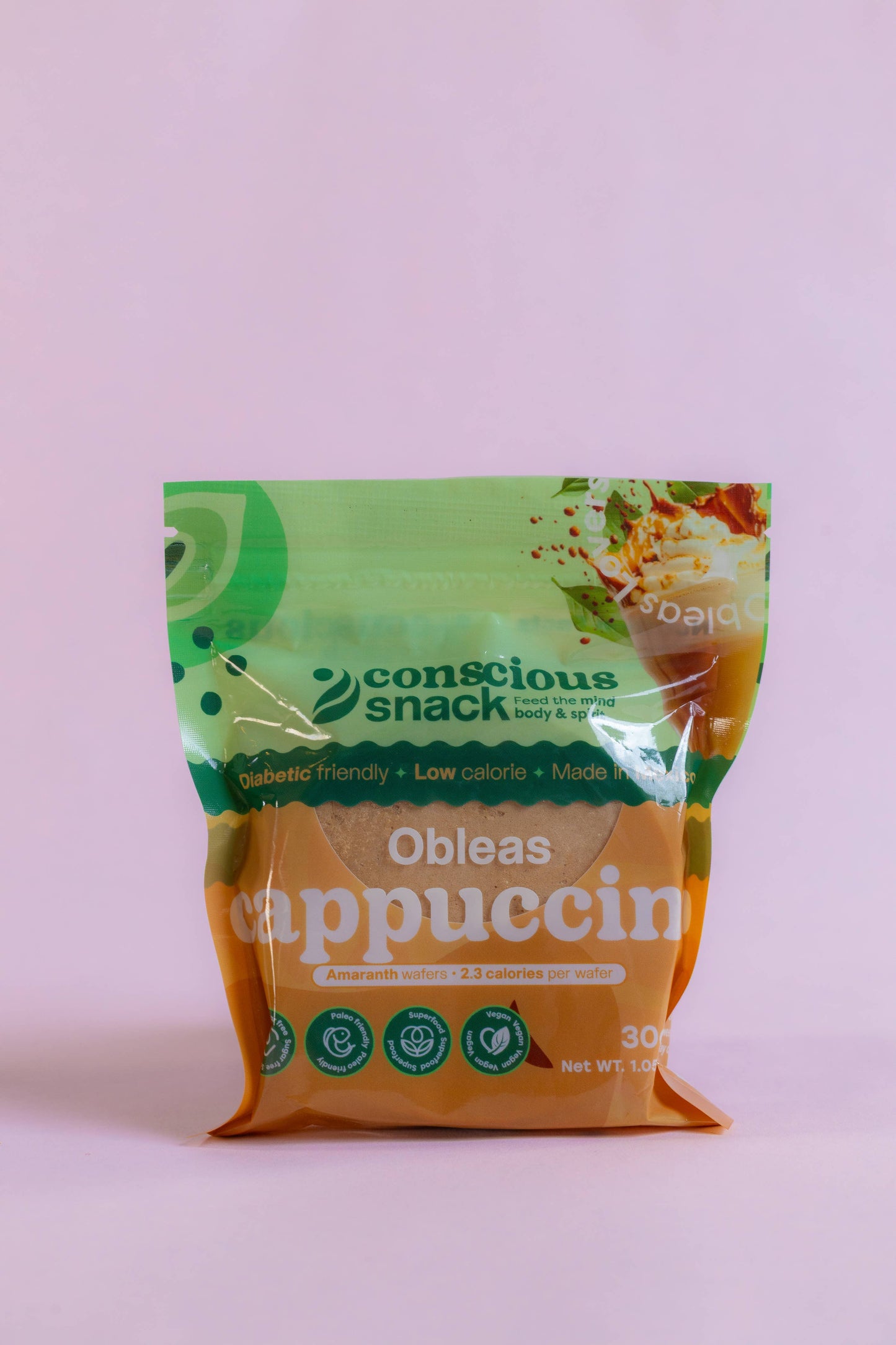 Conscious Snack Amaranth Wafers Obleas Cappuccino 1.05oz