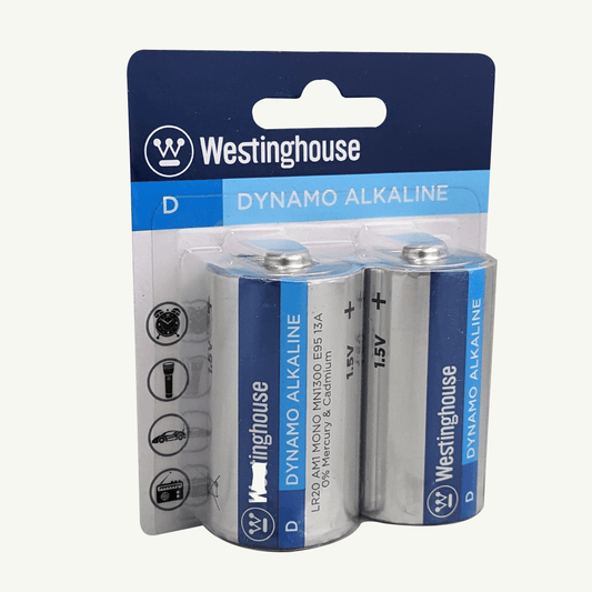 Westinghouse D Dynamo Alkaline Blister Pack of 2