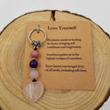 Valentine Natural Stone Heart Keychain: Purple