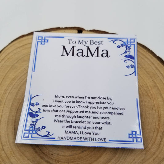 Vintage Porcelain Bead Mama Bracelet With Card